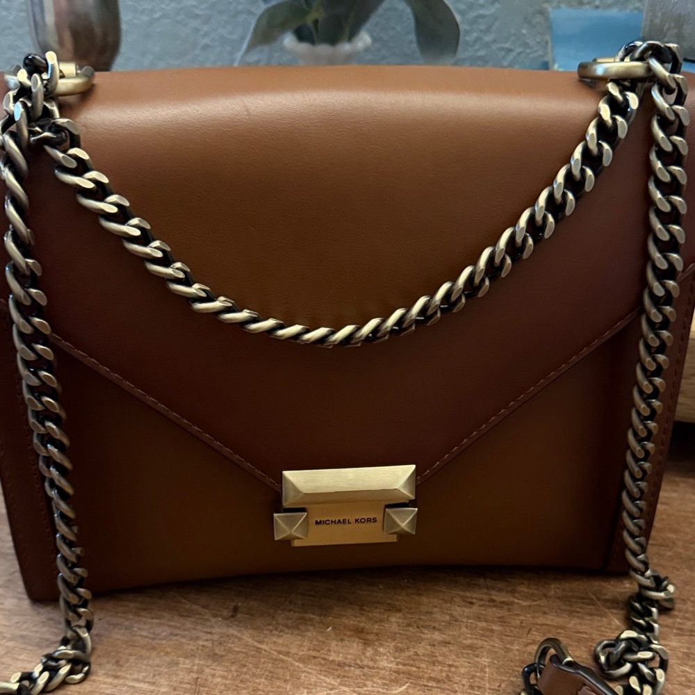 Michael Kors Whitney Brown Leather Envelope Bag - Picture 3 of 8